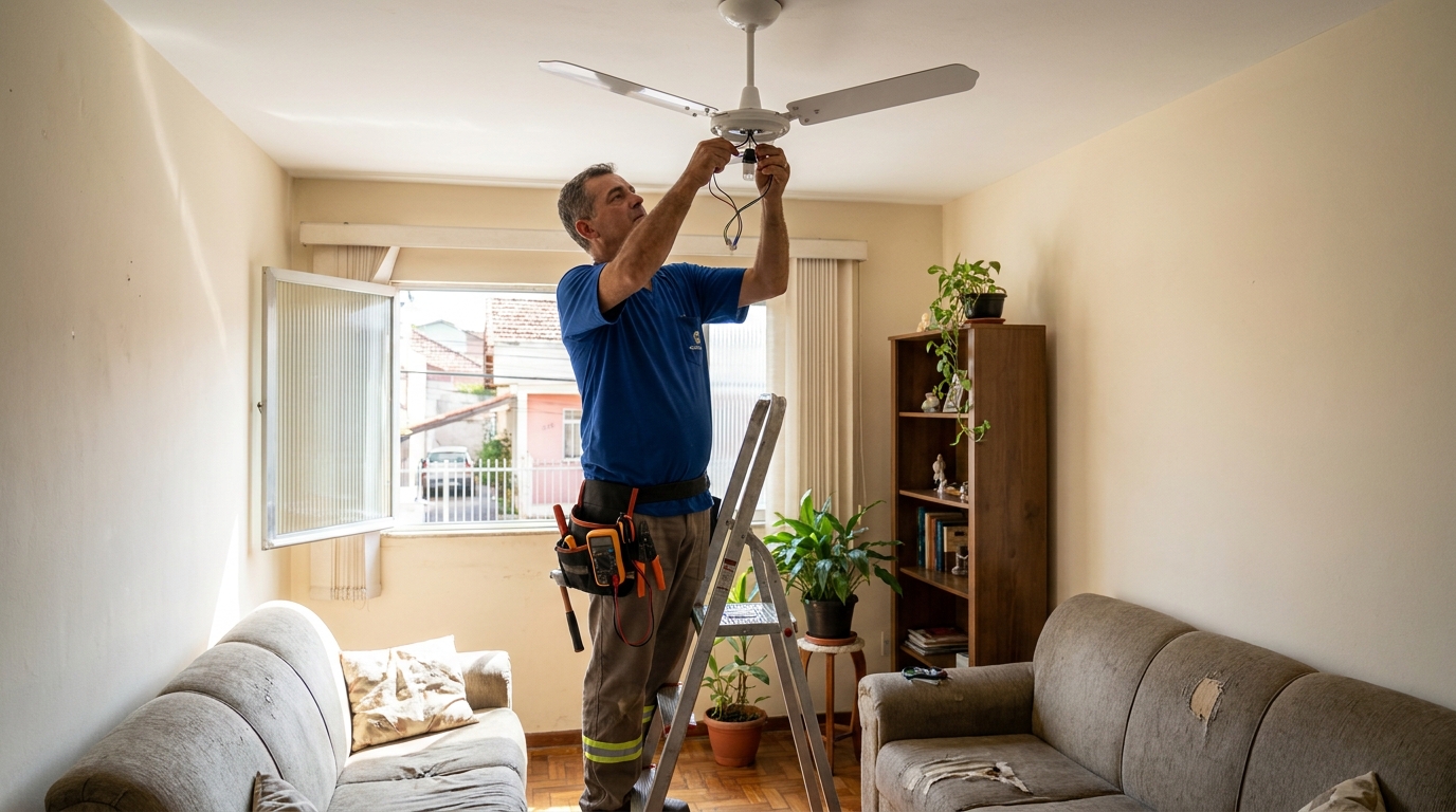 Montagem de Ventilador no Jardim Itaguaçu, Campinas‑SP